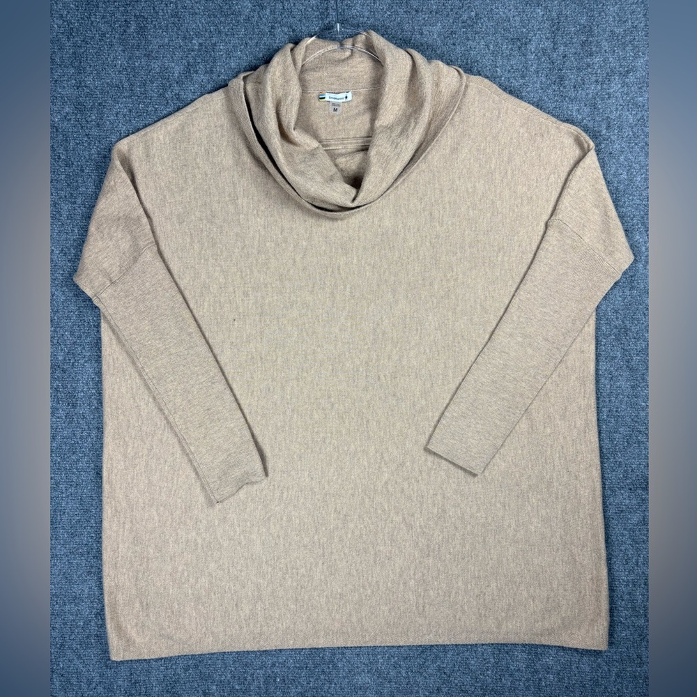 Smartwool Tan Merino Wool Cowl Neck Sweater Lightweight Long Sleeve Size M